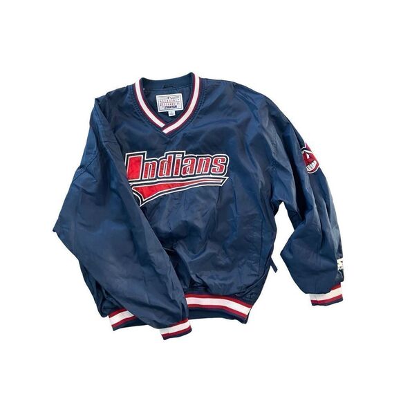 Starter Mens Navy Blue Cleveland Indians Patch Work Pullover Sweatshirt Size XL - Picture 5 of 8